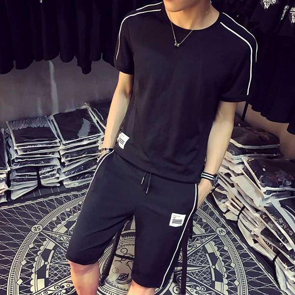 

men sets t shirts+pants suit male ropa hombre ropa deportiva hombre summer brand men shorts set trainingspak heren sportswear, Gray