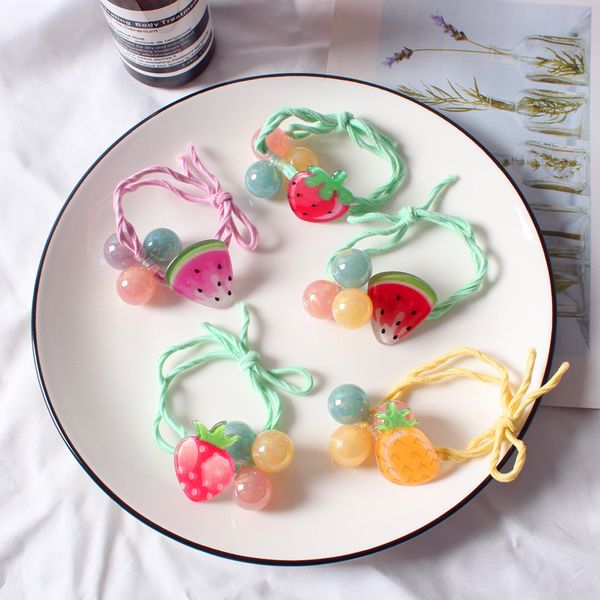 

1pcs cute new fruit pineapple princess headwear kids elastic hair bands cartoon children ropes girls accessories baby headdress, Slivery;white