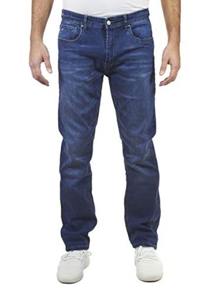 

tailor vintage men's classic wash straight fit relaxed denim pants, Blue