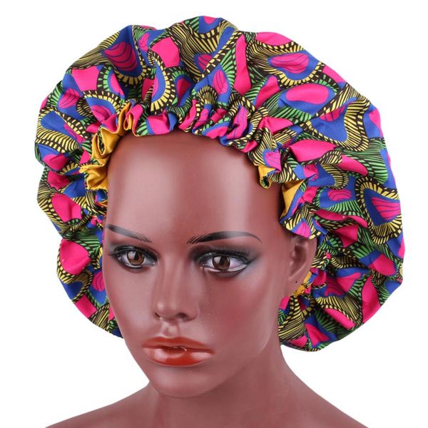 

large size bonnets african print fabric satin lined women turban