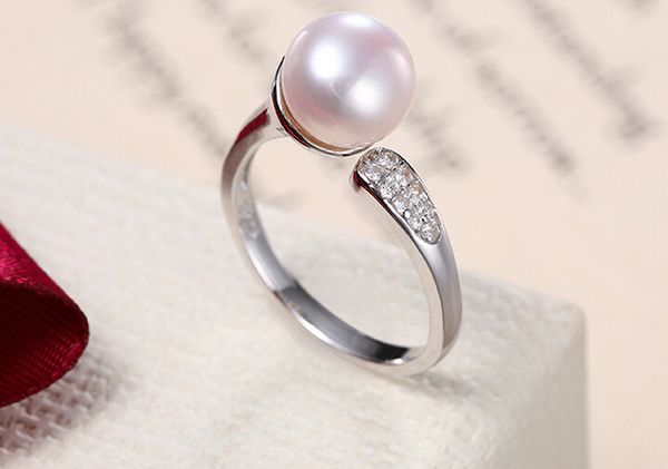 

501 xinyu 8-9mm full bead type high gloss freshwater pearl ring, Slivery;golden