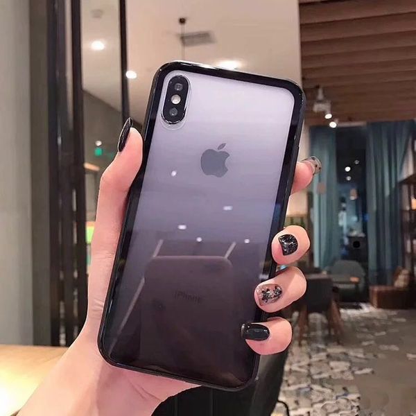 

2019 gradient color for iphone 11 phone cover hybrid pc+tpu+glass 3in1 glass cover for iphone 11 pro max