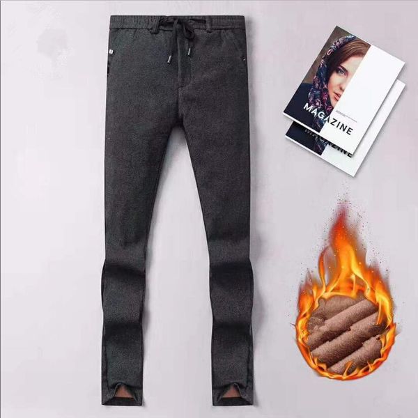 

2020 новый pv88961 осень зима брюки мужчины классический смарт casual elastic длинные брюки мужской черный хлопок straight теплый работы pan, Black