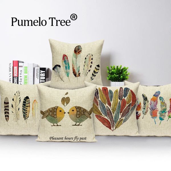 

перо наволочка птицы крышка подушки красочные декоративные подушки прекрасные кидают подушки печати для дивана на заказ крышки подушки