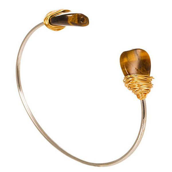 

exquisite natural stone bracelets for women girl oval stone handmade jewelry bohemian open bracelet bangles new arrival, Golden;silver