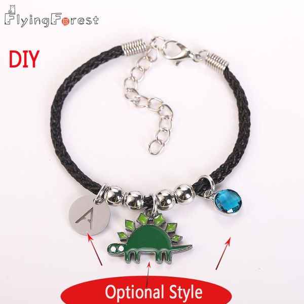 

diy cartoon dinosaur twelve months lucky stone charm letter bracelet for women letter word bracelets jewelry pet pendants gift, Golden;silver