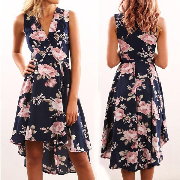 

women summer dresses off shoulder floral short sleeveless dress ladies beach party dresses, Black;gray