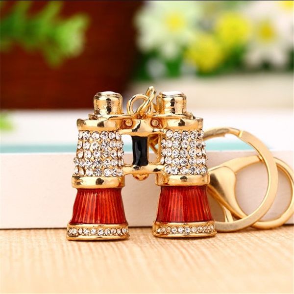 

crystal telescope model key ring rhinestone individuality telescope car keychain female creative cute bag pendant key chain, Silver