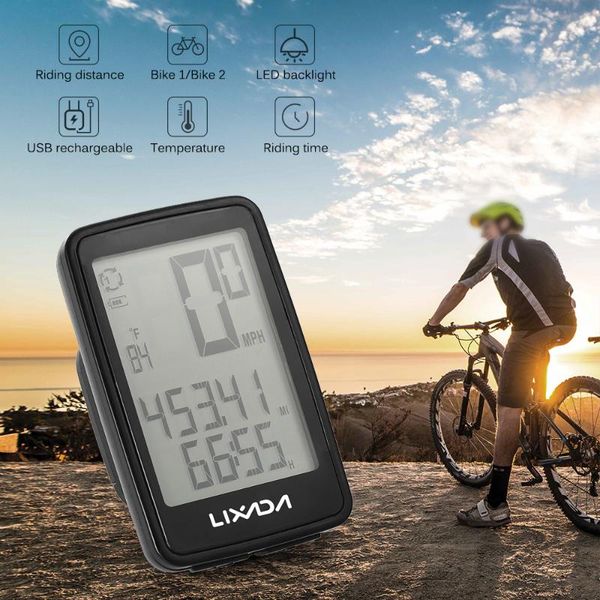 

lixada bike speedometer odometer large screen cycling computer usb rechargeable rainproof wireless cycling measurable satch