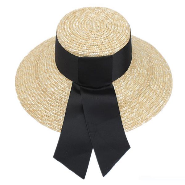 

summer handmade straw flat caps women large wide brim sun hat with bow beach caps sun protection, Blue;gray