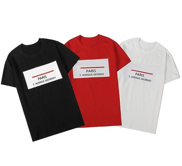 

2020 new designer tshirts for mens women tee shirts with letters paris printted summer short sleeve men clothing 3 colors optional, White;black