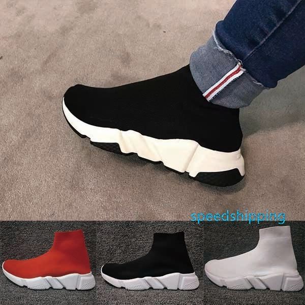 

2019 designer sock shoes speed trainer mens women triple black white red blue running shoes sock race runners sports luxury shoes 36-47