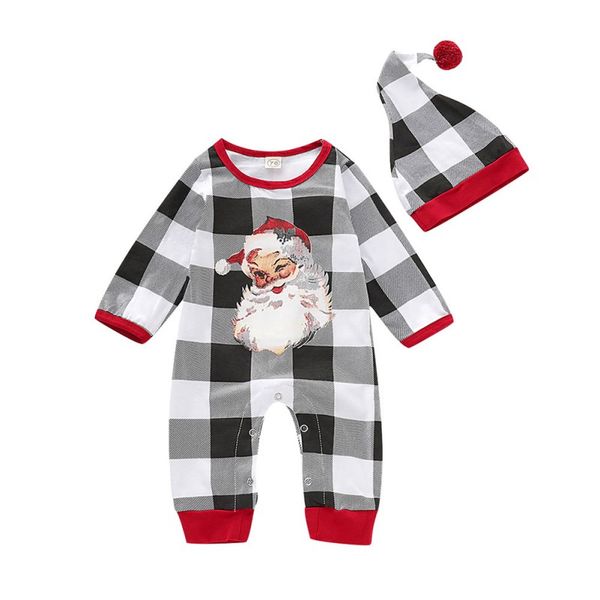 

christmas 2pcs toddler baby boy girl long sleeve plaid romper deer jumpsuit sunsuit outfits clothes with hat, Blue
