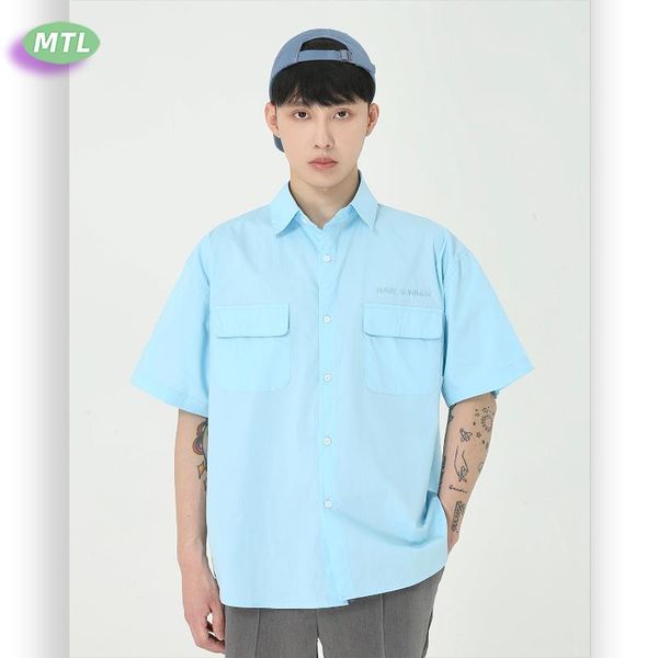 

mtl men's wear | 2020 loose solid color shirt men's m6-r-2098, White;black