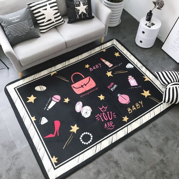 

nordic creative ins rug digital printing crystal fleece non-slip crawling mat living room carpet bedroom floor mat l