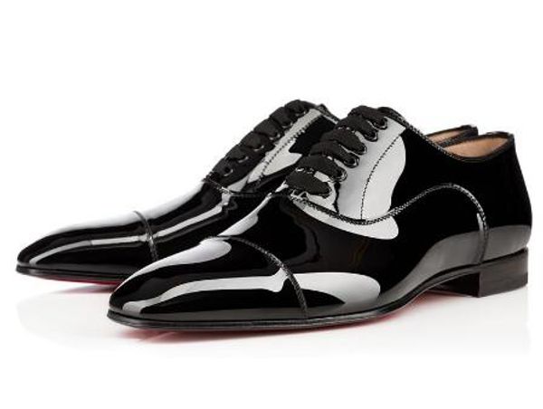 

men patent leather shoes lace-up oxfords business wedding flat men, Black
