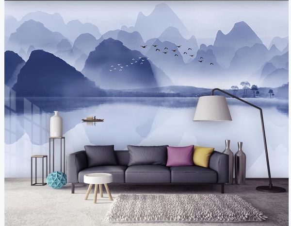 

grey wallpapers new chinese landscape tv background wall 3d wallpapers 3d murals wallpaper for living room