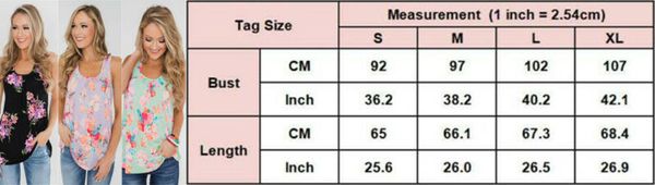 

womens ladies sleeveless vest tank summer floral blouse plus size tee shirt, White