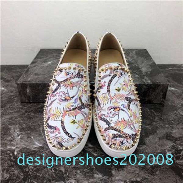 

2020 men women casual shoes designer red bottoms studded spikes fashion insider sneakers red leather low boots size34-48 d08, Black
