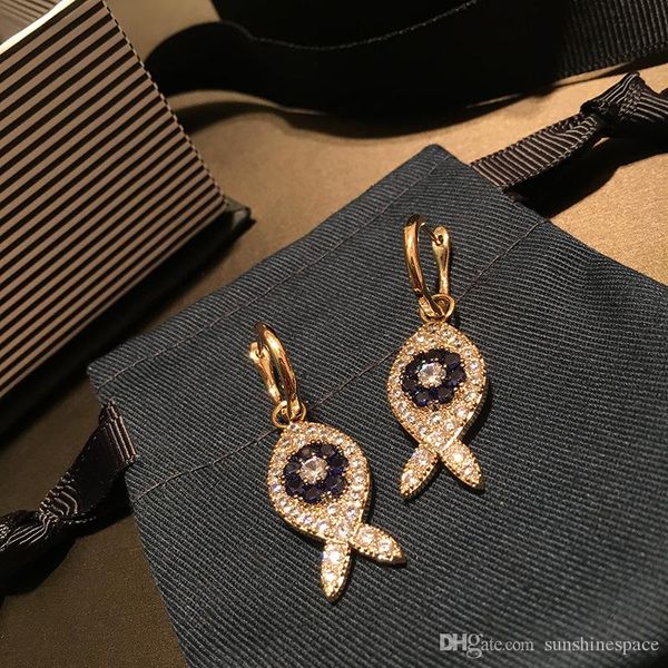 

королева лотос 2019 новых рыбы серьги способ женщины серьга падения ювелирных изделий способ ювелирных изделий для подарка корейских серег, Silver