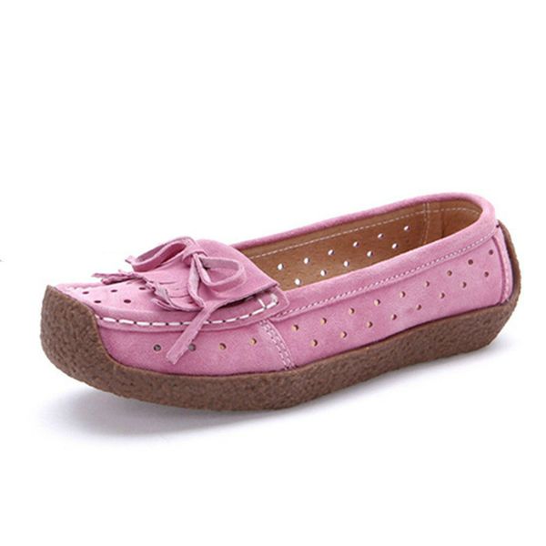 

2019 new autumn women casual shoes suede leather woman flats women shoes hollow oxfords for moccasins ladies, Black