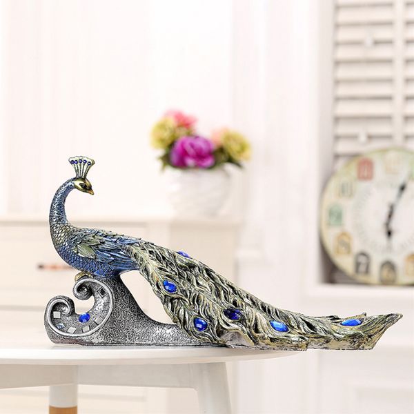 

european ornament resin looking-back peacock sculpture