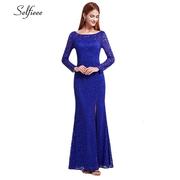 

long lace dress mermaid o-neck full sleeve side split bodycon women dress elegant autumn winter dress robe femme vestidos, Black;pink