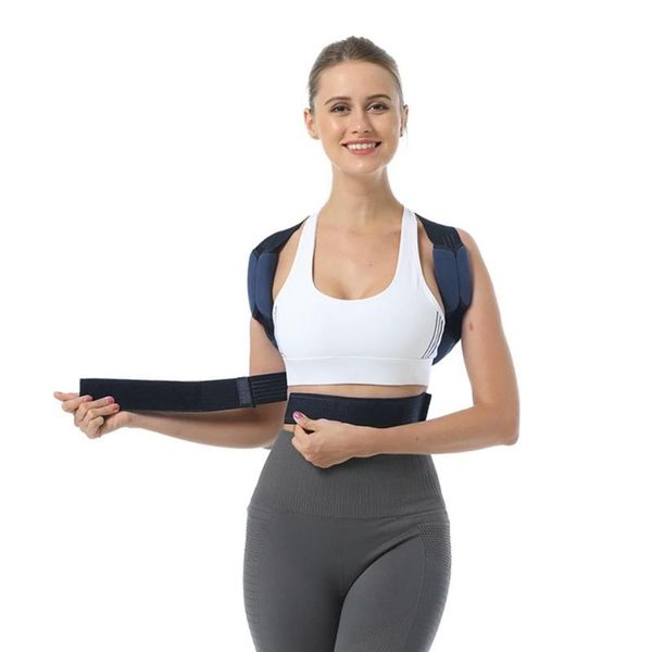 

shoulder posture correction posture corrector brace lightweight elastic steel plate shoulder upper back sitting support belt 2, Black;blue