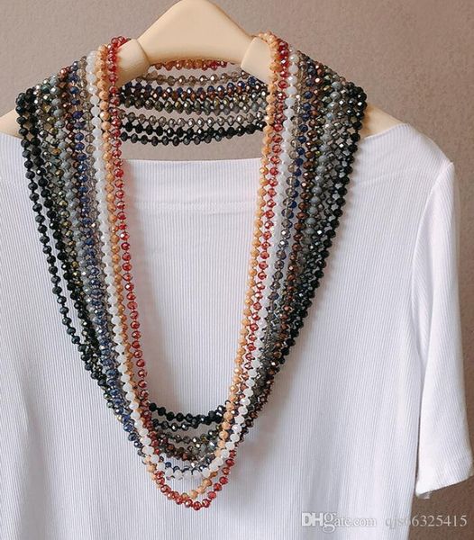 

long 90cc west mia wind necklace female color 8mm crystal beads sweater necklacewholesale new multicolor crystal beads knot necklacechina w, Silver