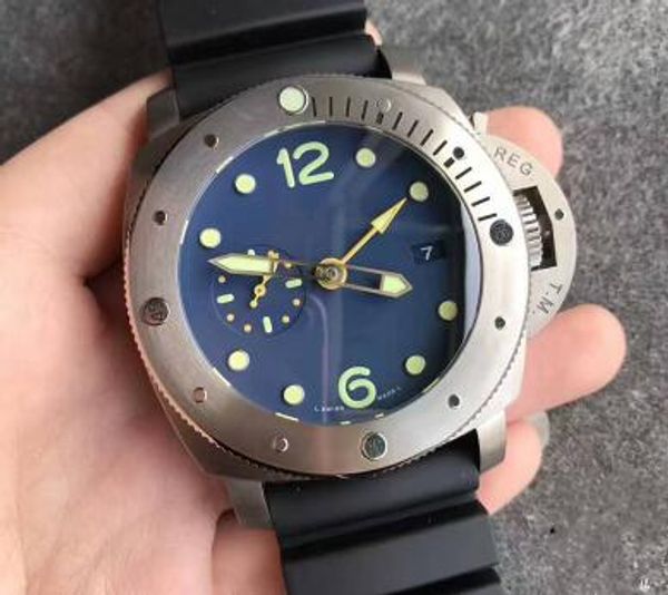 

Whole ale low price automatic luxury men mechanical watch blue dial rubber date luminou 47mm fa hion men tainle wri twatch