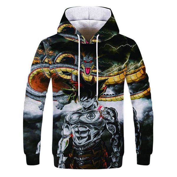 

2019 anime super hoodie male 3d sweatshirts goku printed outwear teen boy cartoon hoody pullover, Black