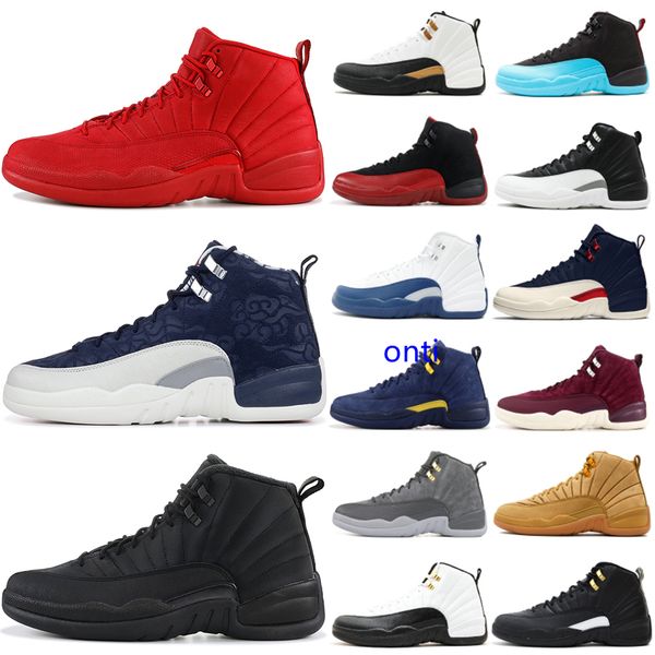 

12 12s mens basketball shoes 2019 new michigan wntr gym red nyc ovo wool xii дизайнерская обувь спорт кроссовки кроссовки размер 40-47, Black
