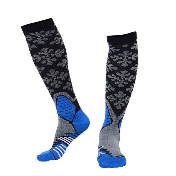 

compression socks knee high/long printed polyester nylon hosiery cycling socks for women men, Black