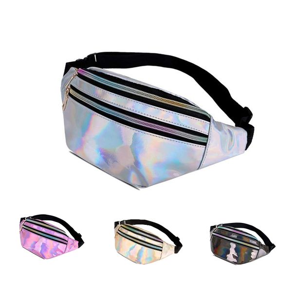 

2019 women holographic fanny pack belt bag shiny neon laser hologram waist bags travel shoulder bag party hip bum phone pouch