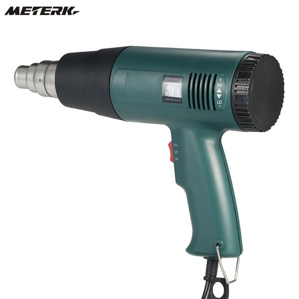 

meterk lcd digital temperature-controlled electric air gun heat gun tool set with 4pcs nozzles 1800w ac220v