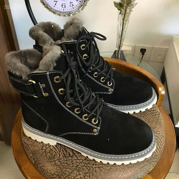 

martin boots women fashionable 2019 new vintage simple winter british wind thick bottom short boots warm cotton shoes snow boots, Black