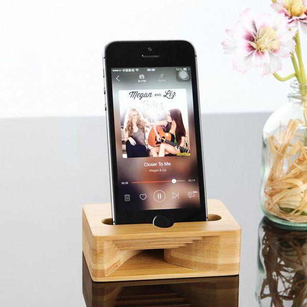 

Wood Phone Stand Universal Mobile Cell Phone Holder Wooden Sound Amplifier Loudspeaker Desktop Charging Station Dock Bamboo Lazy Bracket New