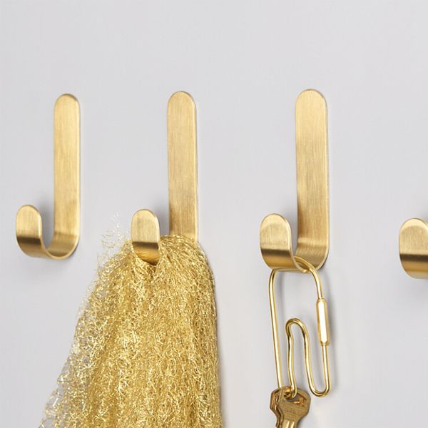 

4 pcs simple wall-mounted hooks copper hook for bathroom hanger door towel cloth holder rack room wall decoration