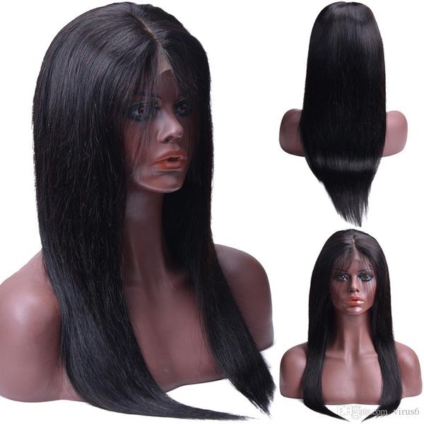 

360 lace front black человеческих волос парики с ребенком волос женщин прямой парик фронта закрытие парики человеческих волос remy парики дл