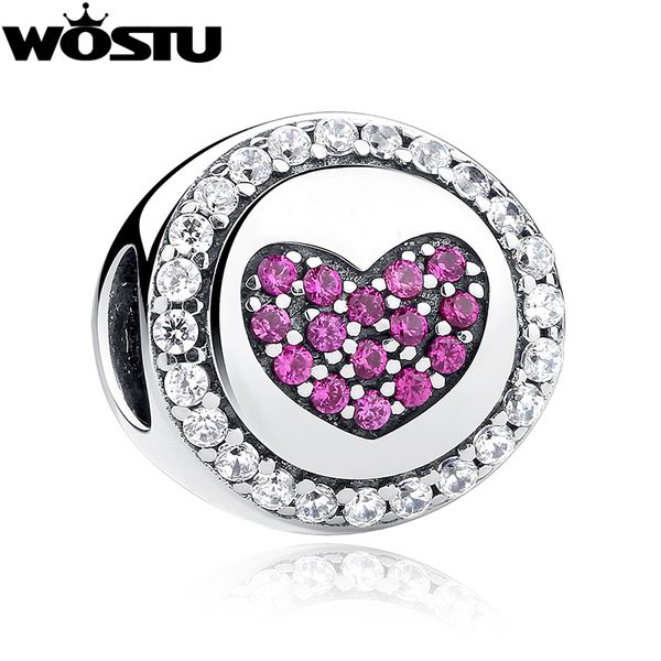 

925 стерлингового серебра любовь charm beads с розовым сердцем cz fit оригинальный wst браслет аутентичные ювелирные изделия diy подарок для, Blue;slivery