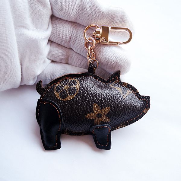 Mode Schwein Designer Schlüsselanhänger Anhänger braun PU Leder Tier Blume Tasche Charms süßes Geschenk Auto Schlüsselanhänger Halter Schmuck Schlüsselanhänger Schlüsselanhänger