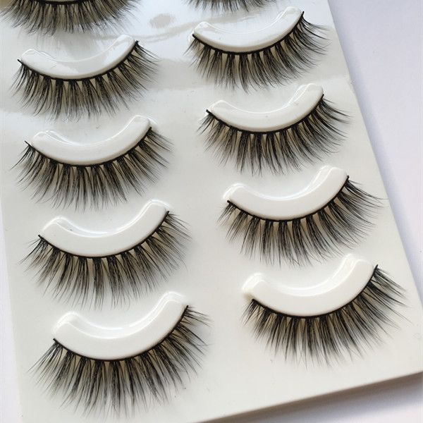 

5 pairs handmade natural false eyelashes 3d lashes extension soft fake eyelash mink cross messy eye lashes false eyelashes-13