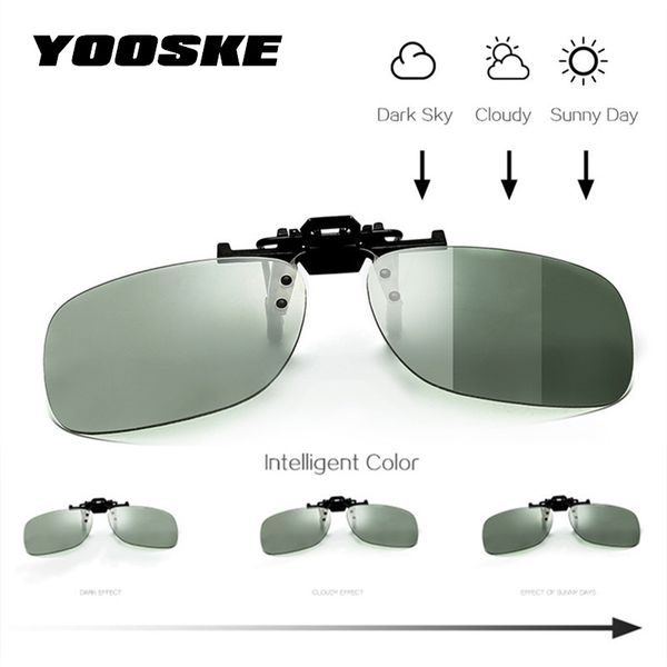 

yooske 2019 новые фотохромные очки клипы мужчины поляризованные объектив солнцезащитные очки клип man driver хамелеон зеркало eyewear клипы, White;black