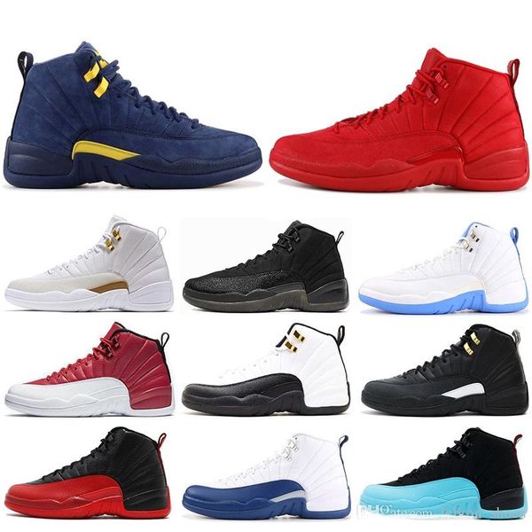 

Friday Gym red new mens Basketball shoes 12 12s Michigan navy Bulls Flu Game UNC taxi french blue sneaker trainers Sports US7-13