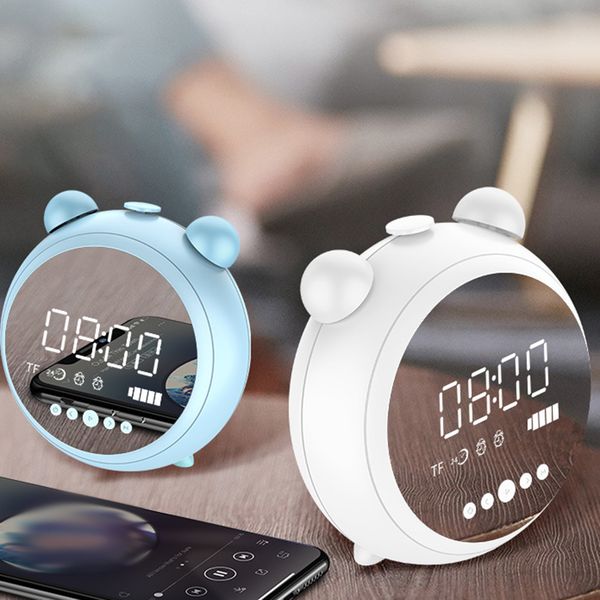 

1 set retail sale ledtime display speaker alarm bluetooth speaker mirror portable wireless bluetooth speaker microphone car music bass sound