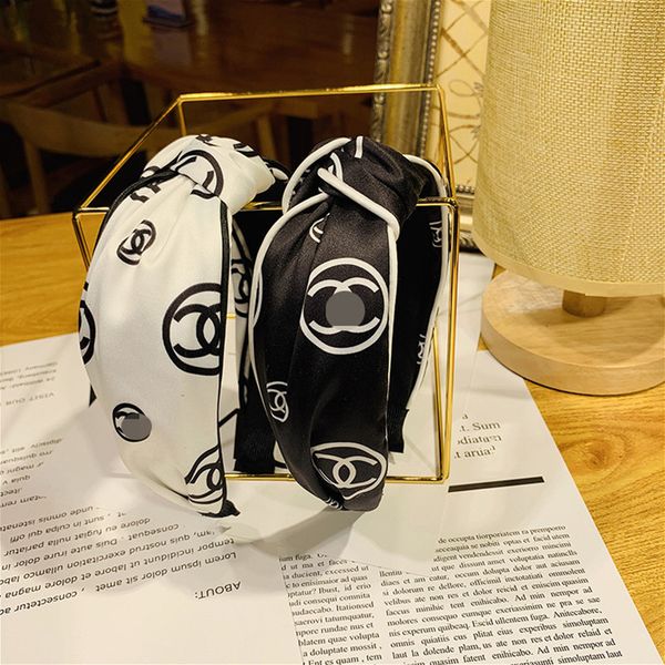 

women big bow knot hairband non-slip teeth hair hoop letters cross knot cloth hair bands black white turban head wraps girls headband d22505