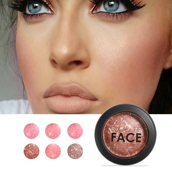 

FOCALLURE Makeup Baked Blush 6 Colors Professional Cheek Bronzer Blushe High Quality Make Up Beauty New Fashion Cosmetic