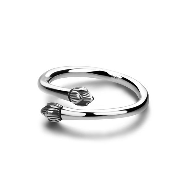 

vintage thai silver lotus knuckle rings for women boho flower 100% solid 925 sterling silver ring adjustable size charm jewelry