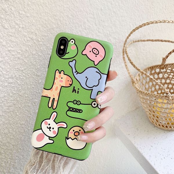 

suitable for iphone11 pro max cute cartoon green zoo mobile phone soft shell