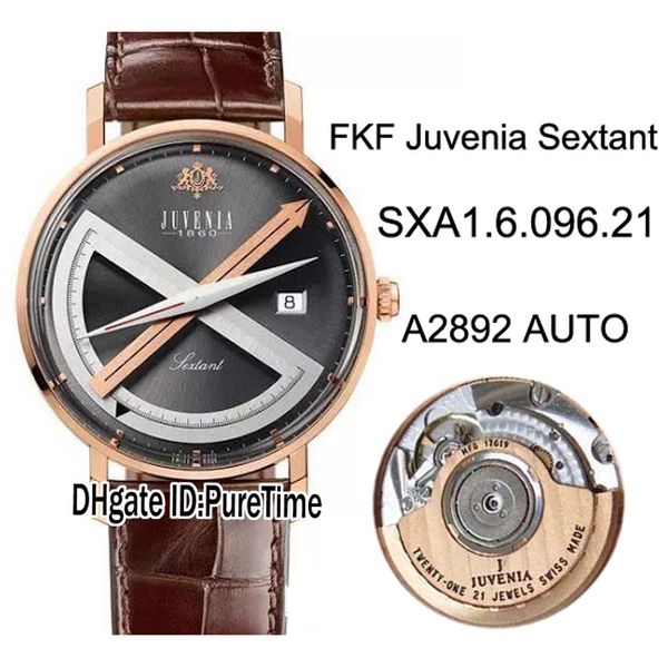 

fkf juvenia sextant sxa1.6.096.21 a2892 automatic mens watch rose gold black dial black leather sapphire edition watches puretime d4, Slivery;brown